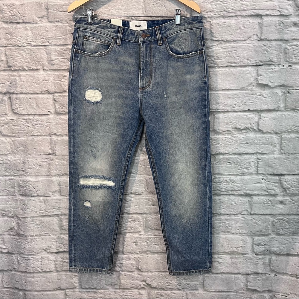 NWT ROLLA’S 34x25” STUBS Slim Short Leg - Stoned Rip Jeans (SAMPLE) - Picture 2 of 12